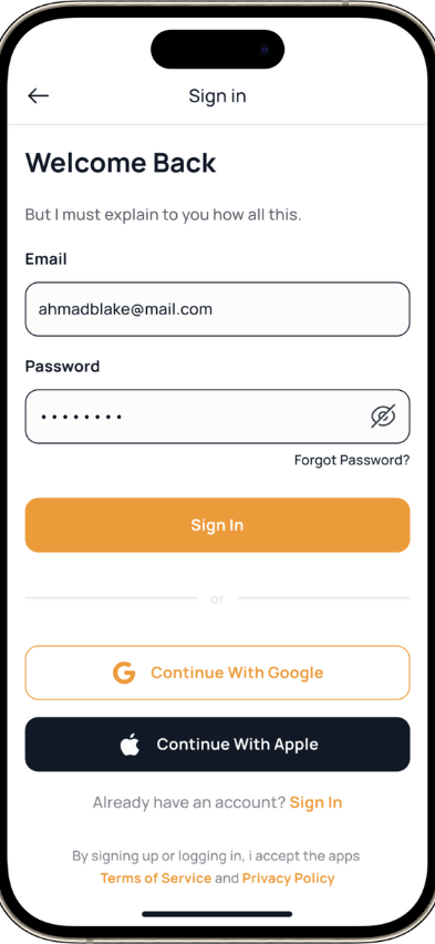 GrubHub Clone sign in screen