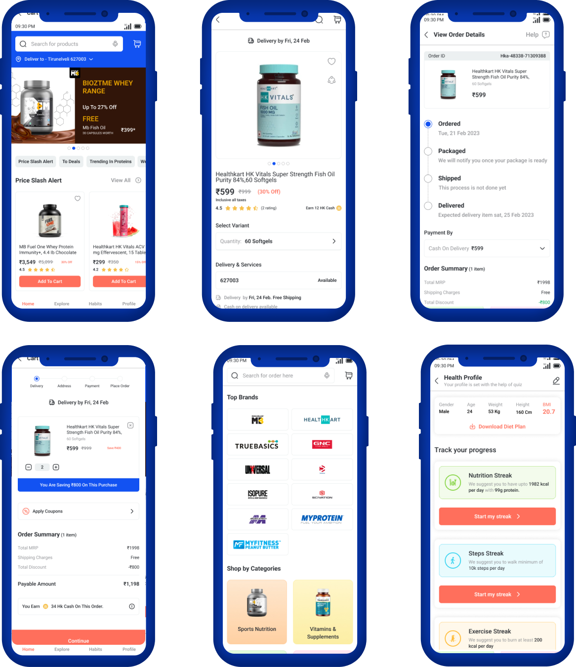 Health Harmony Hub Shopify App Design Screen