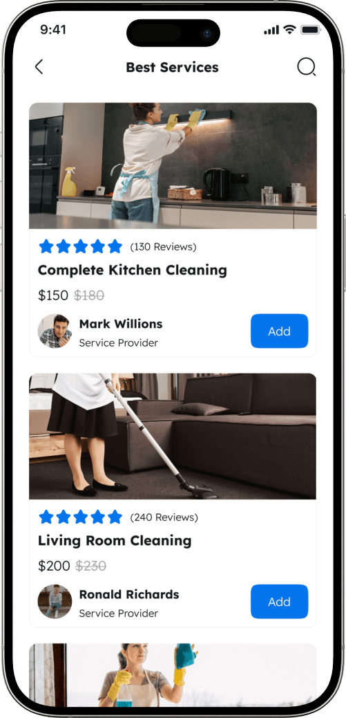 home services app best services screen