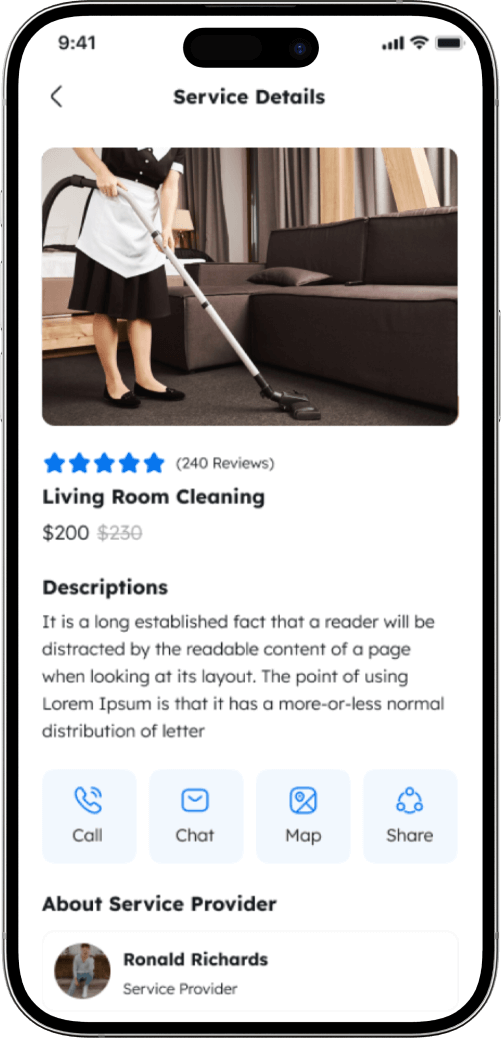 Home services app service details screen