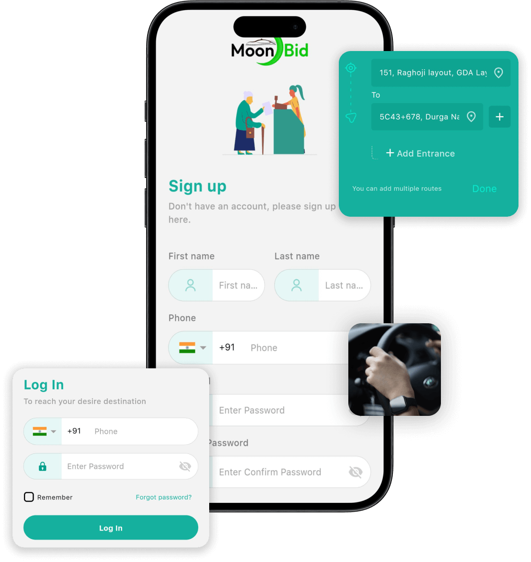 Indriver clone User sign up app screen