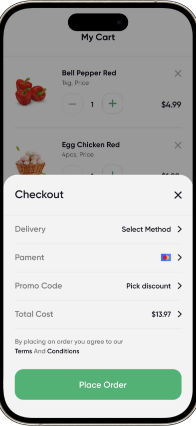 Instacart Clone Checkout screen