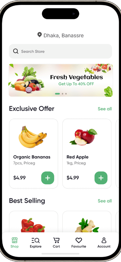 Instacart Clone home screen