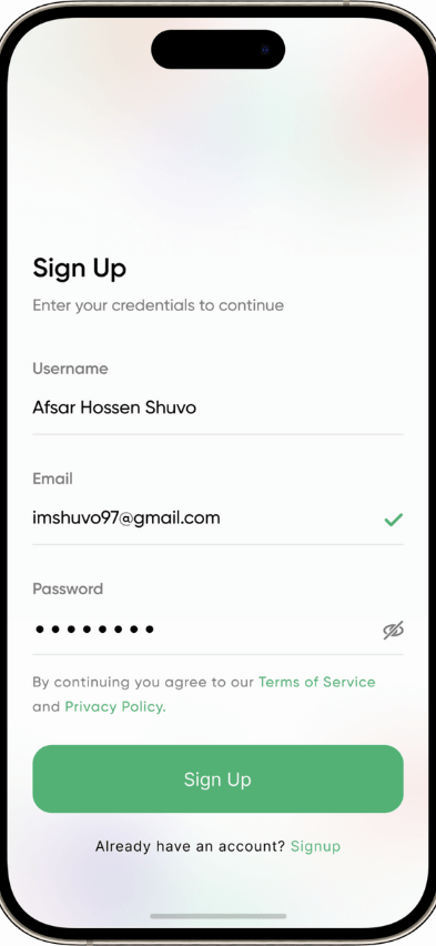 Instacart Clone signup screen