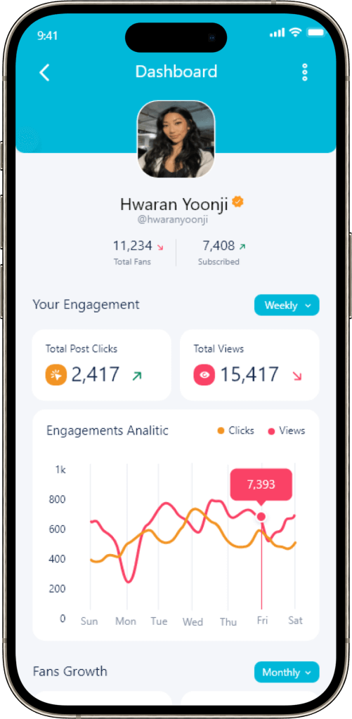 IsMyGirl Clone Creator Analytics Dashboard Screen