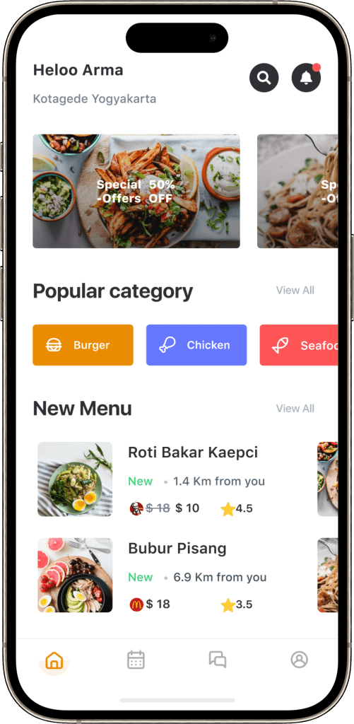 JustEat Clone home screen
