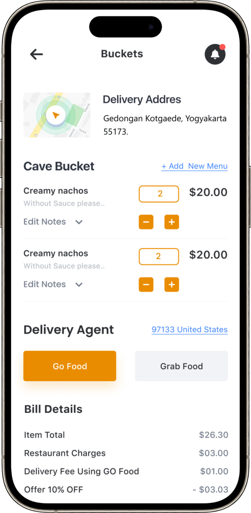 JustEat Clone order screen