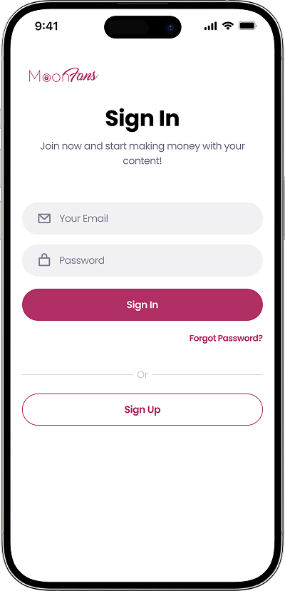 JustForFans Clone Sign In Screen