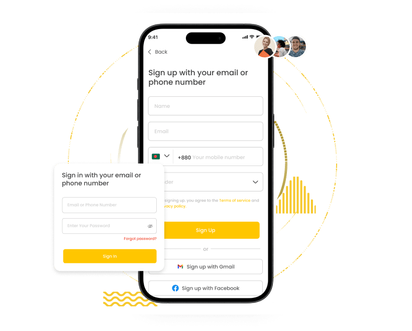 Lyft clone Sign up app screen