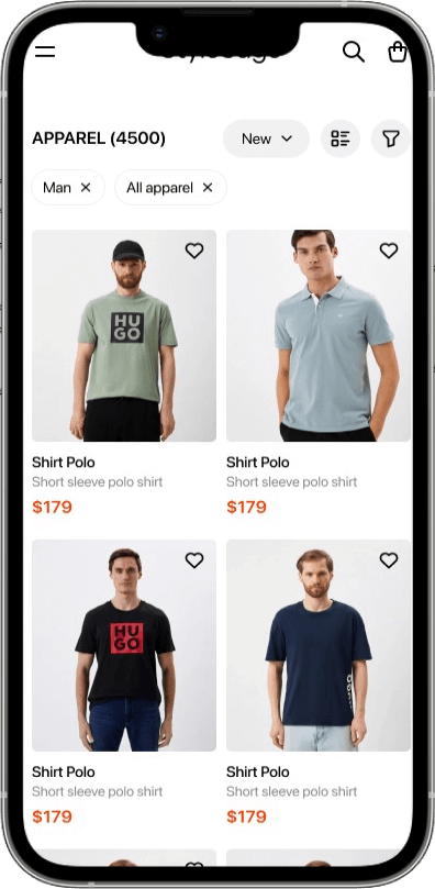 Men Apparel app screen