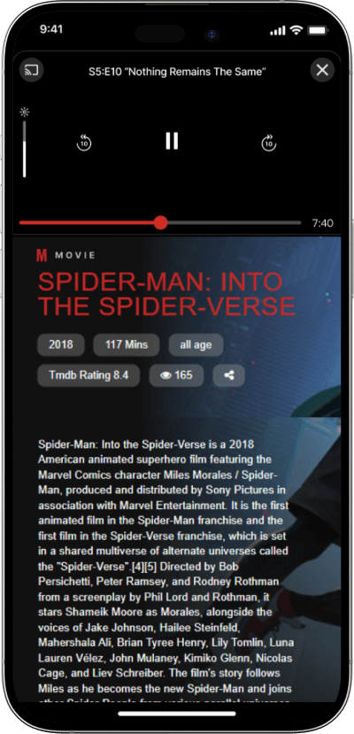 Netflix clone movie streaming screen