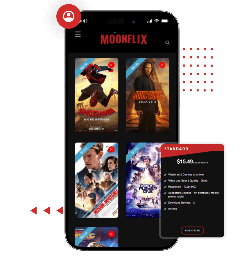 Netflix clone subscription plan and popular shows
