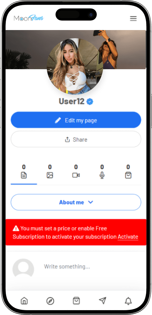 OnlyFans Clone edit profile screen
