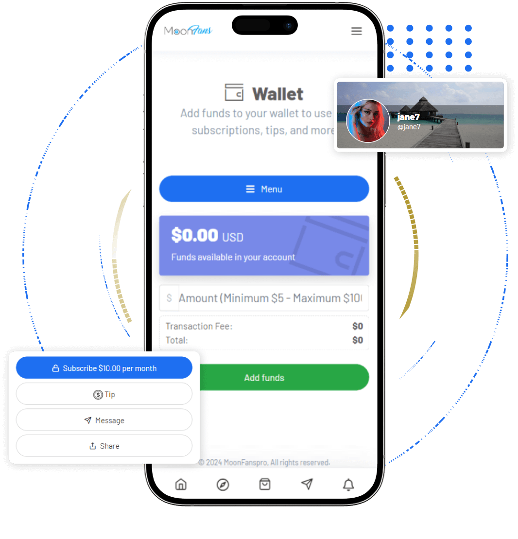 OnlyFans clone integrated wallet