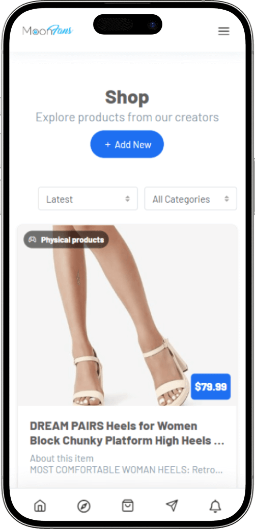 Onlyfans clone shopping screen