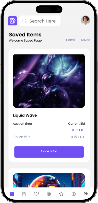 OpenSea Clone saved items screen