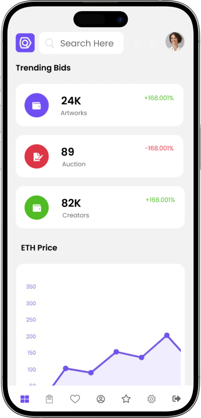 OpenSea Clone trending bids screen