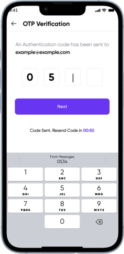 OTP verification screen