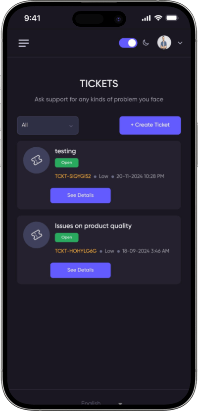 PayPal Clone Tickets Screen