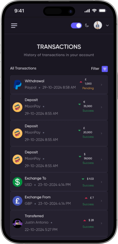 PayPal Clone Transaction Screen