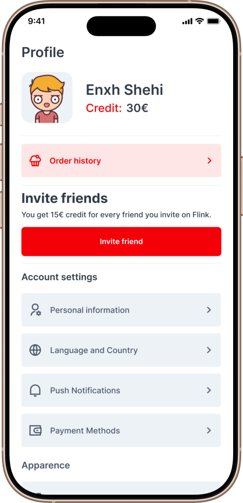 Pinduoduo clone buyer profile screen