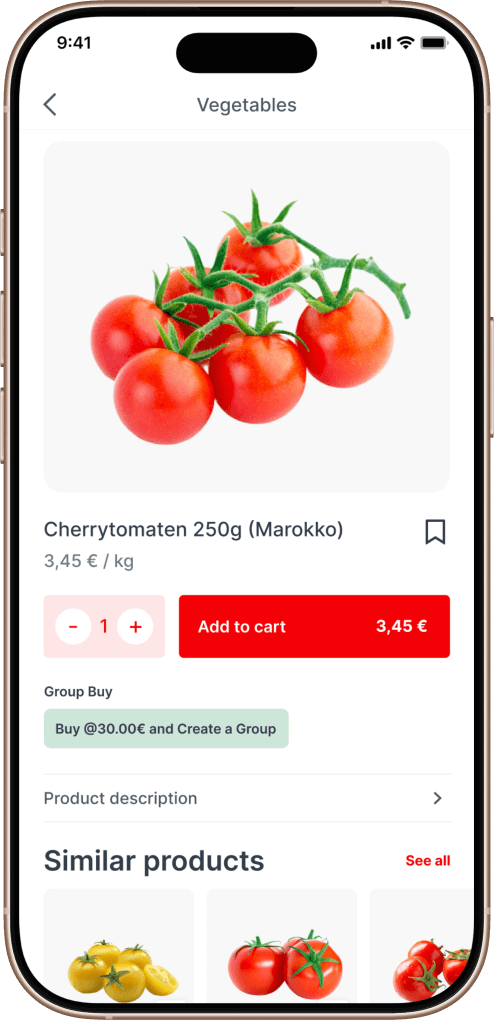 Pinduoduo clone buying vegetables screen