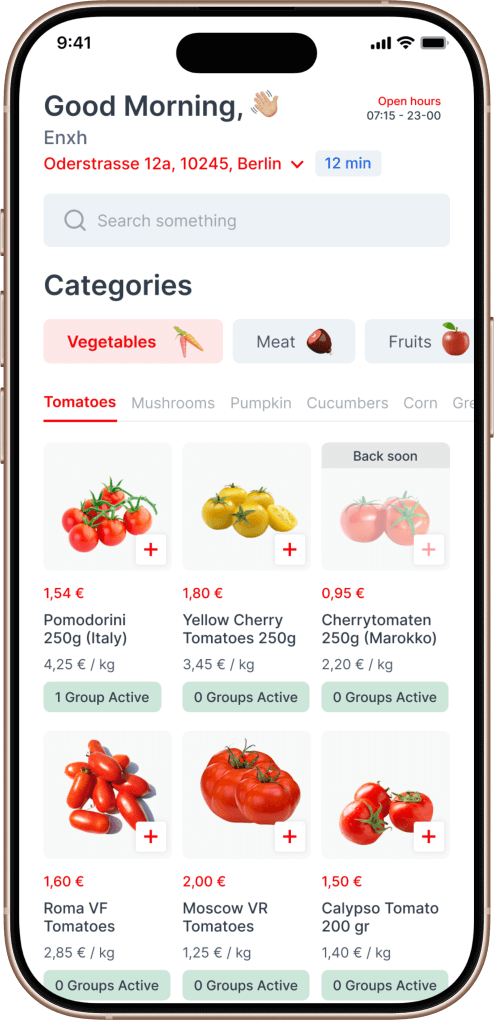 Pinduoduo clone product categories screen