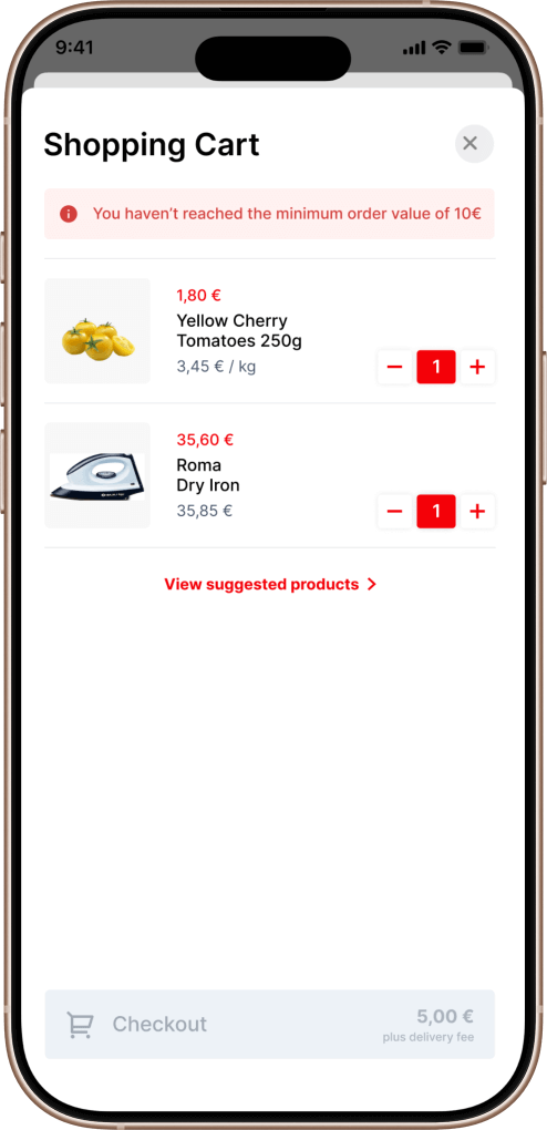 Pinduoduo clone shopping cart screen