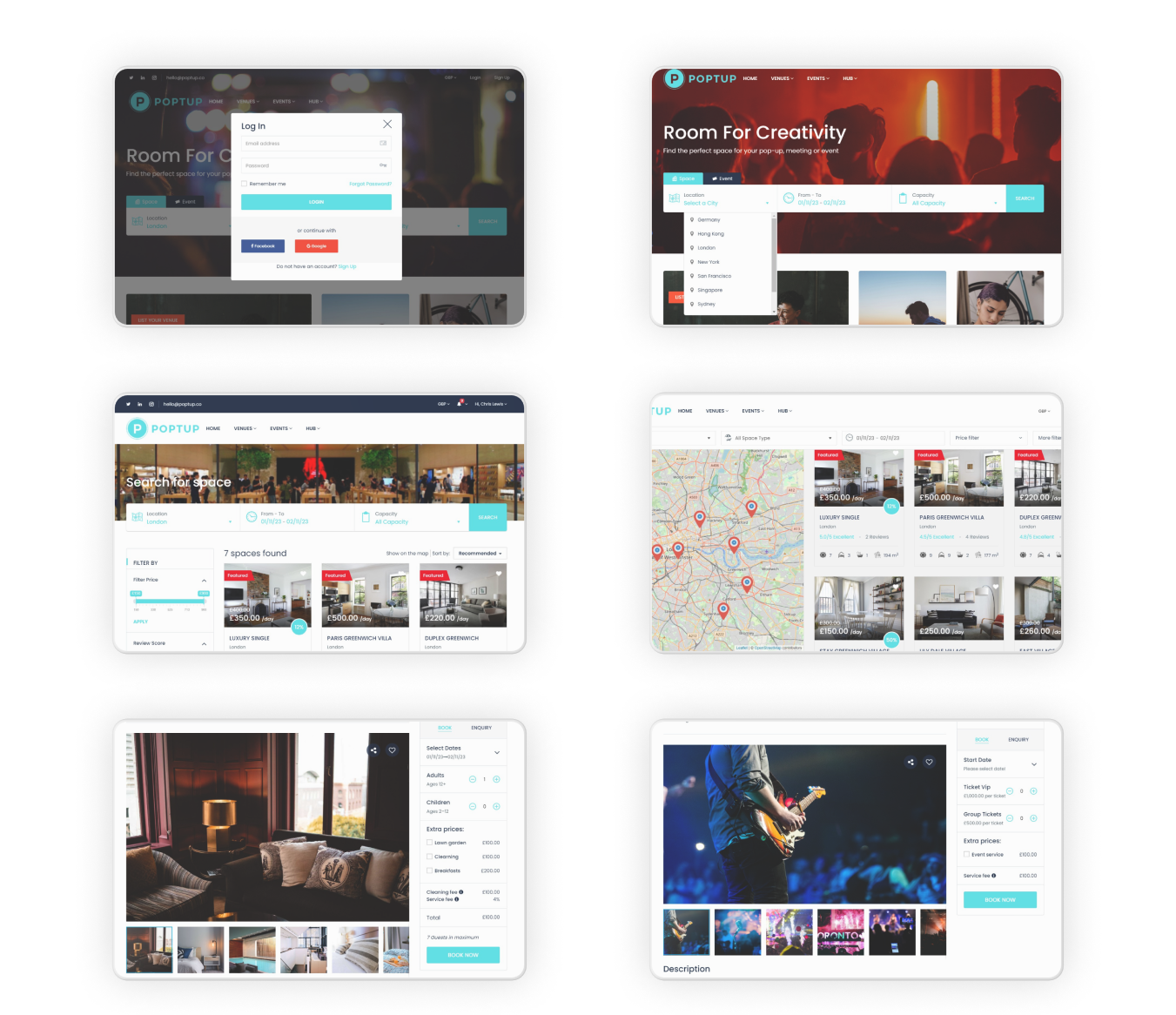POPTUP Screens
