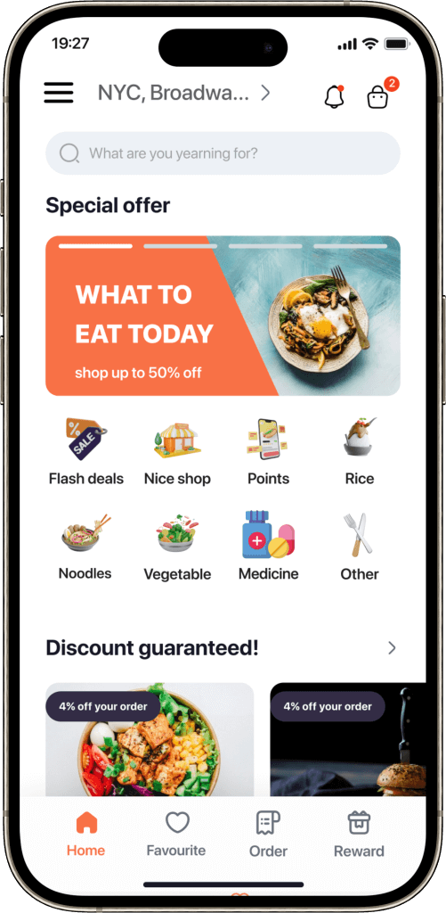 Postmates clone homescreen