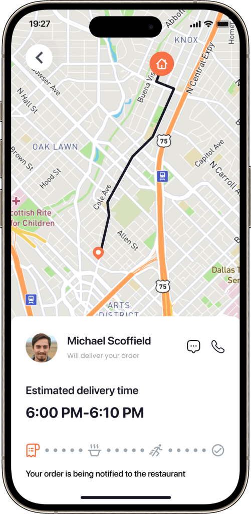 Postmates clone live tracking screen