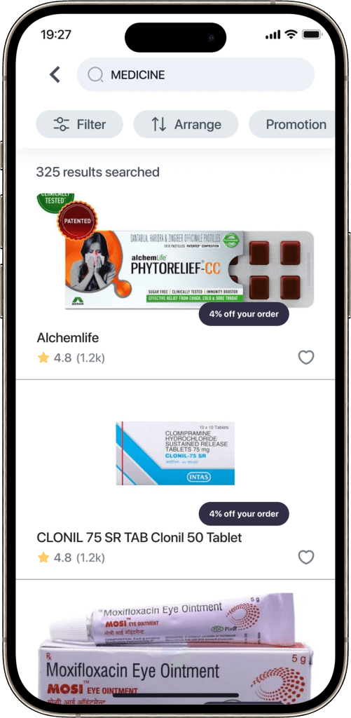 Postmates clone medicine ordering screen