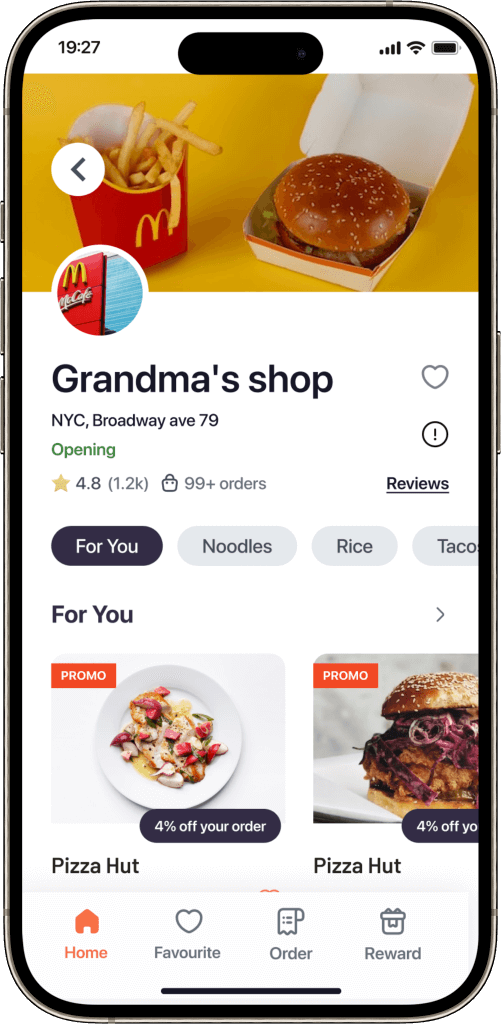 Postmates clone menu screen