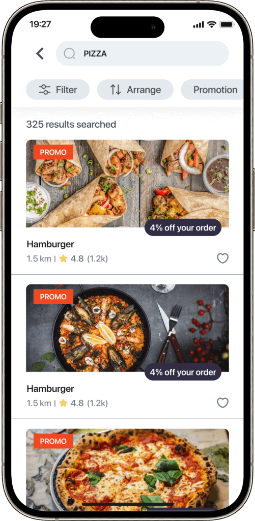 Postmates clone order food screen