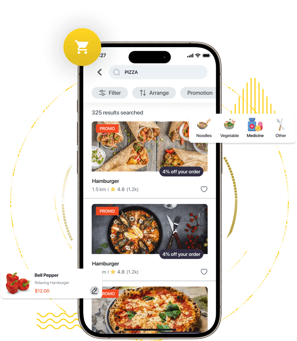 Postmates clone search results