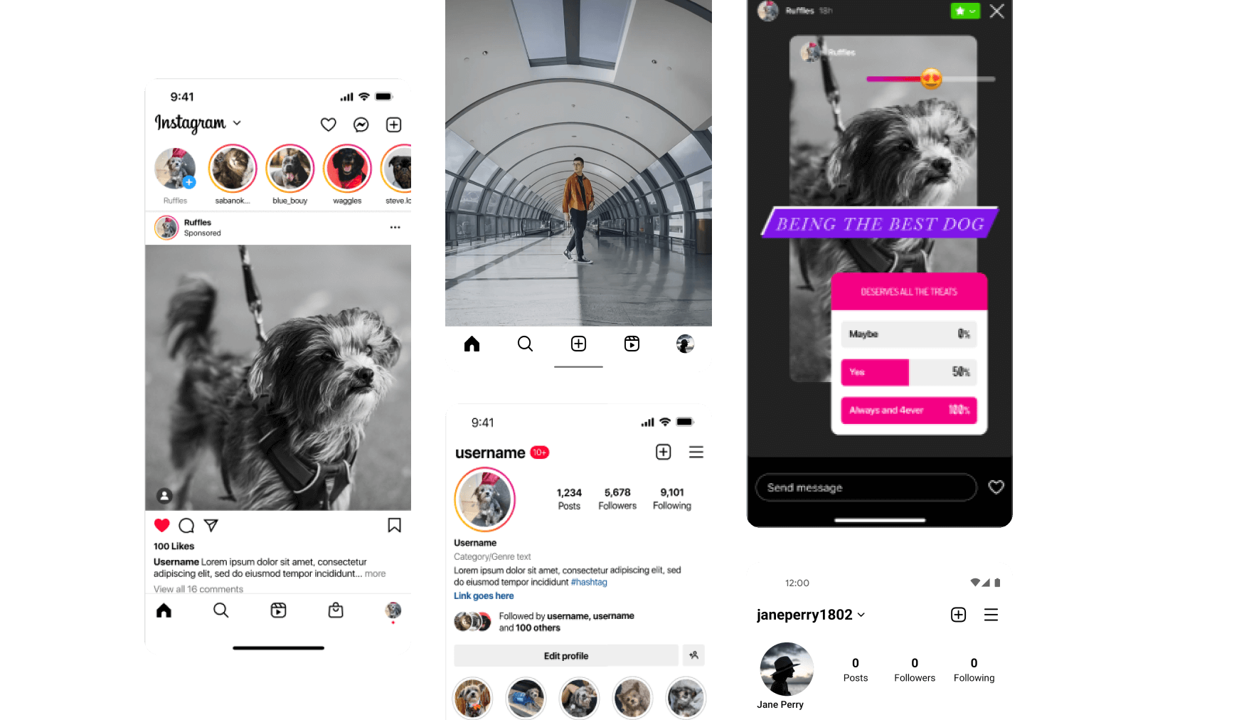 Social media app screen