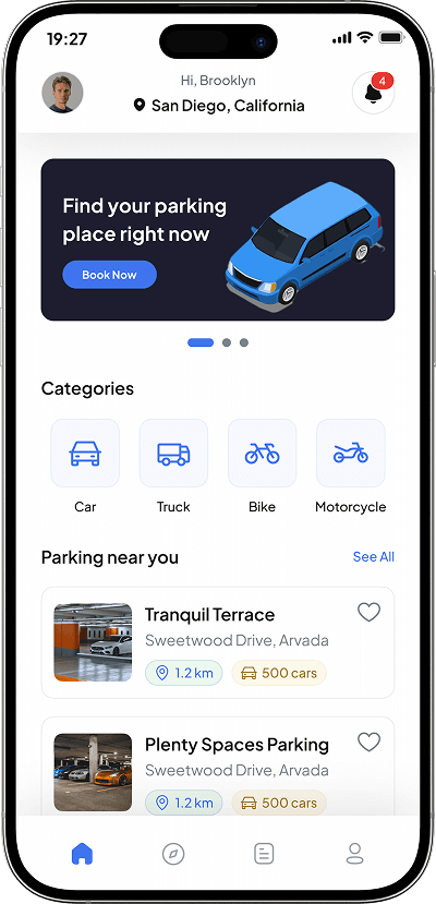SpotHero clone parking near you screen