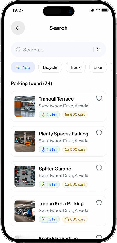 SpotHero clone search screen