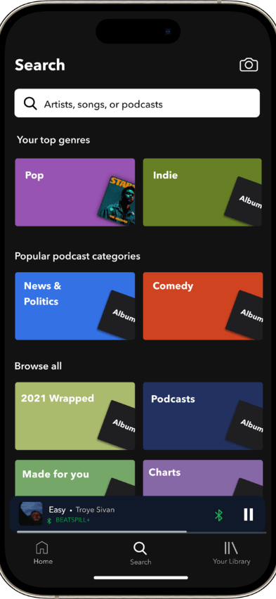 Spotify clone music category screen