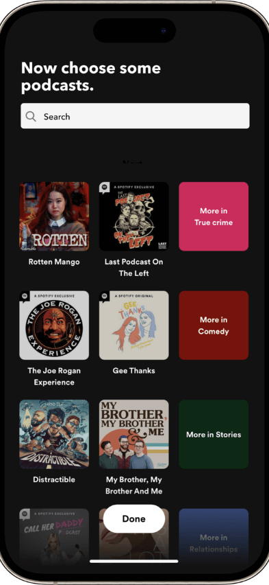 Spotify clone search screen