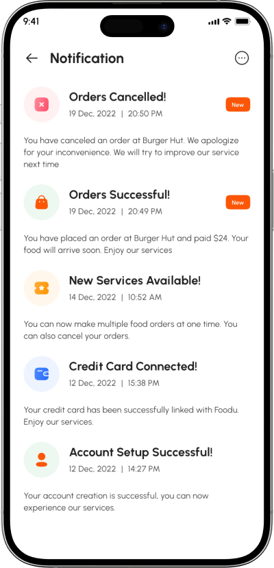 Swiggy clone notification screen