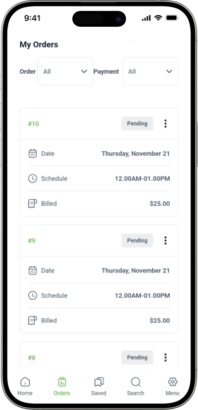 TaskRabbit clone my orders screen