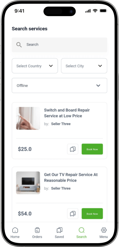 TaskRabbit clone search services screen