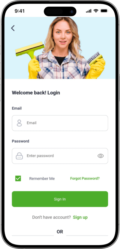 TaskRabbit clone sign in screen