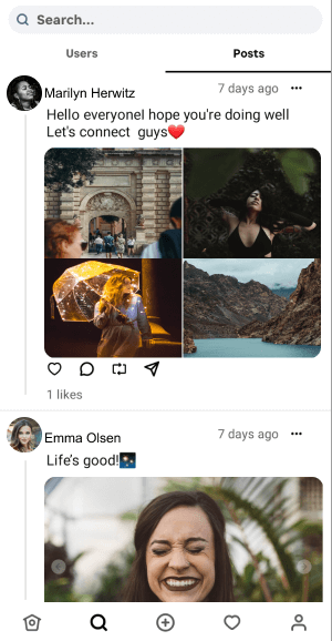 Threads clone newsfeed or timeline screen
