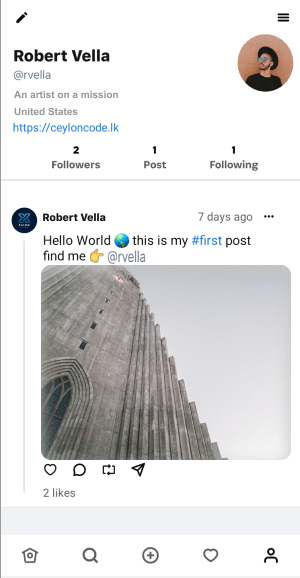 Threads clone user profile and posts screen