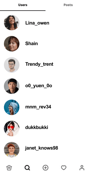 Threads clone users screen