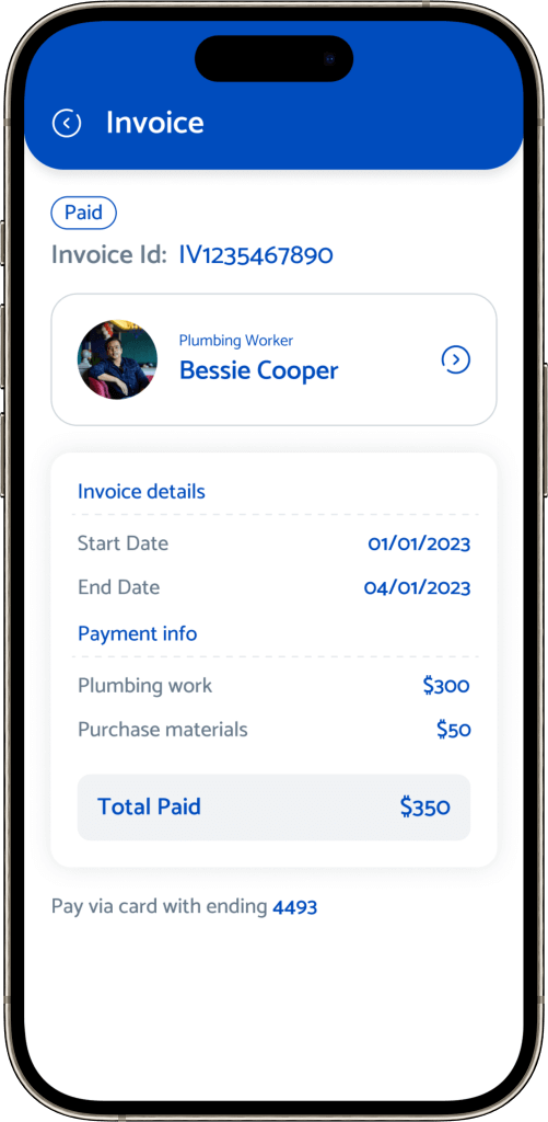 Thumbtack Clone invoice screen