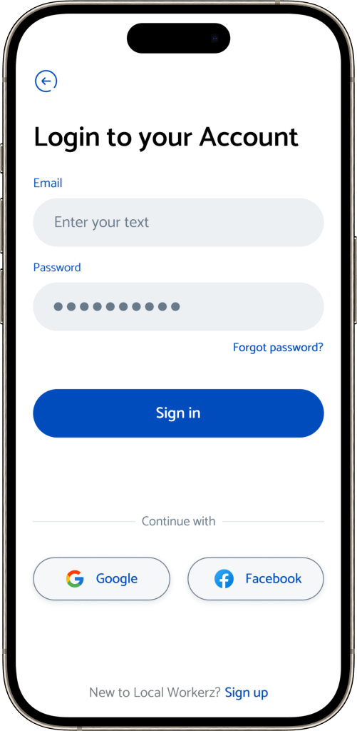 Thumbtack Clone login Screen