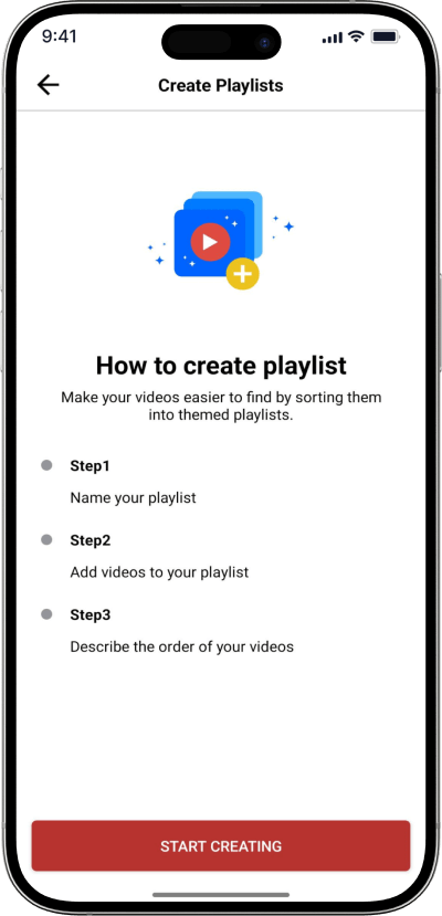 TikTok clone playlist creation screen